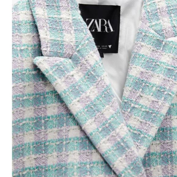 NWT ZARA TEXTURED CROPPED BLAZER BLOGGGERS FAV - Picture 8 of 12